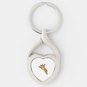 Vintage Engraving Peeking Giraffe Shirt Design_1 Key Ring