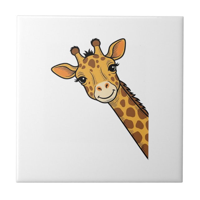 Vintage Engraving Peeking Giraffe Shirt Design_1 Tile (Front)