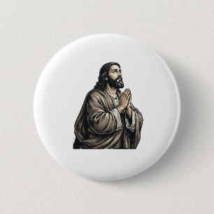 Vintage Engraving Praying Man Religious Shirt Desi 6 Cm Round Badge