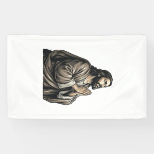 Vintage Engraving Praying Man Religious Shirt Desi Banner