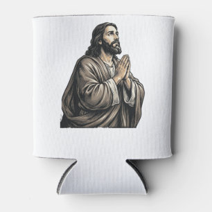 Vintage Engraving Praying Man Religious Shirt Desi Can Cooler