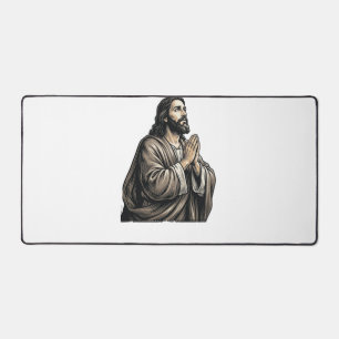 Vintage Engraving Praying Man Religious Shirt Desi Desk Mat