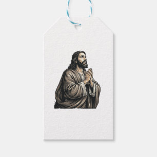 Vintage Engraving Praying Man Religious Shirt Desi Gift Tags