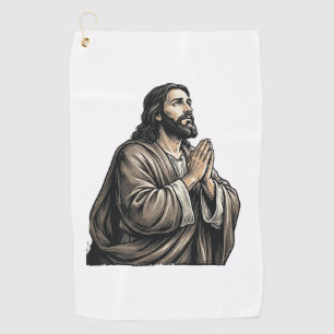 Vintage Engraving Praying Man Religious Shirt Desi Golf Towel