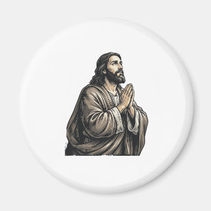 Vintage Engraving Praying Man Religious Shirt Desi Magnet