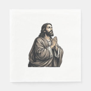 Vintage Engraving Praying Man Religious Shirt Desi Napkin