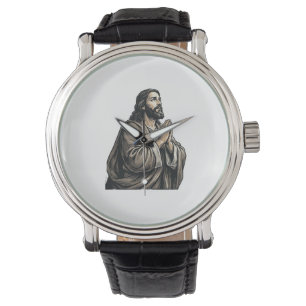 Vintage Engraving Praying Man Religious Shirt Desi Watch