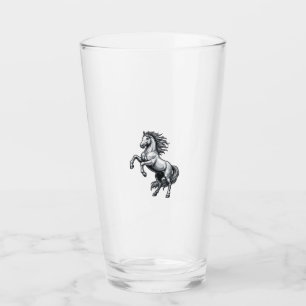 Vintage Engraving Rearing Horse Vector Design_1 Glass