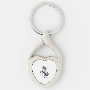 Vintage Engraving Rearing Horse Vector Design_1 Key Ring