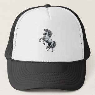 Vintage Engraving Rearing Horse Vector Design_1 Trucker Hat