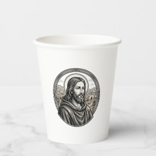 Vintage Engraving Religious Portrait Shirt Paper Cups