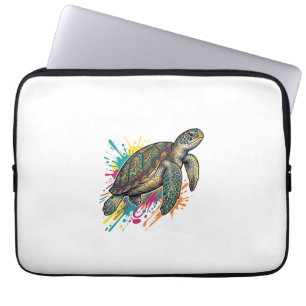 Vintage Engraving Sea Turtle Colour Splash Shirt_1 Laptop Sleeve
