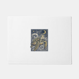 Vintage Engraving Sea Turtle Starry Night Doormat