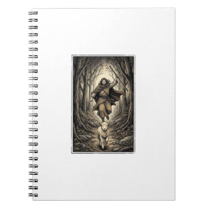 Vintage Engraving Shepherd and Lamb Forest Notebook