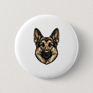 Vintage Engraving Shepherd Dog Vector Design_1 6 Cm Round Badge