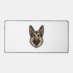 Vintage Engraving Shepherd Dog Vector Design_1 Desk Mat