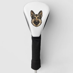 Vintage Engraving Shepherd Dog Vector Design_1 Golf Head Cover