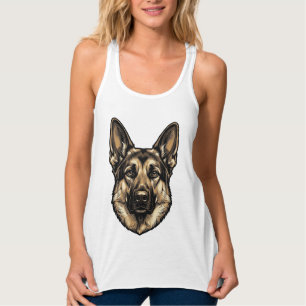 Vintage Engraving Shepherd Dog Vector Design_1 Singlet
