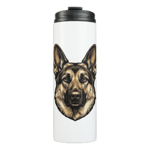 Vintage Engraving Shepherd Dog Vector Design_1 Thermal Tumbler