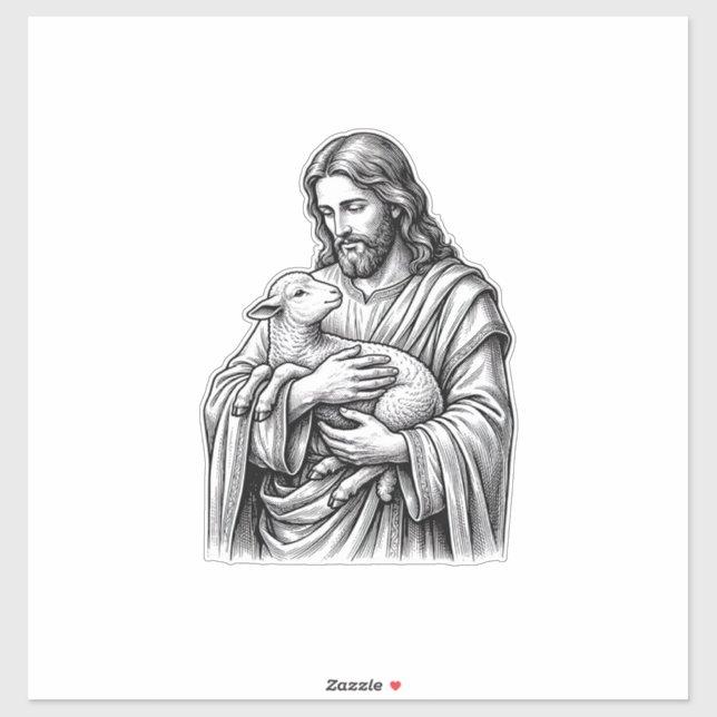 Vintage Engraving Shepherd Holding Lamb Vector Des (Sheet)