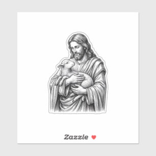 Vintage Engraving Shepherd Holding Lamb Vector Des