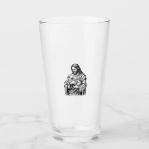 Vintage Engraving Shepherd Holding Lamb Vector Des Glass