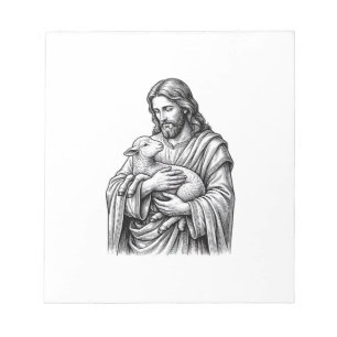Vintage Engraving Shepherd Holding Lamb Vector Des Notepad