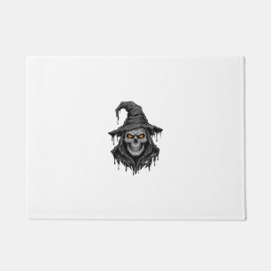 Vintage Engraving Skull Witch Hat Halloween Shirt_ Doormat