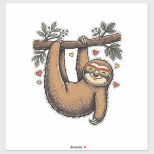 Vintage Engraving Sloth Heart Rainbow Shirt Design