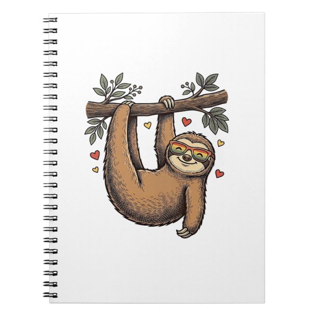 Vintage Engraving Sloth Heart Rainbow Shirt Design Notebook (Front)