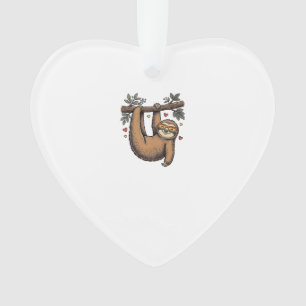 Vintage Engraving Sloth Heart Rainbow Shirt Design Ornament