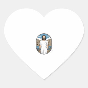 Vintage Engraving Spiritual Figure Scenic T-Shirt Heart Sticker
