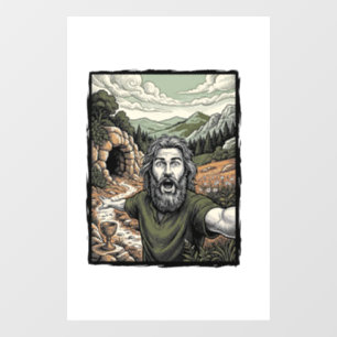 Vintage Engraving Surprised Bearded Portrait Desig