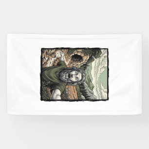 Vintage Engraving Surprised Bearded Portrait Desig Banner