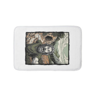 Vintage Engraving Surprised Bearded Portrait Desig Bath Mat