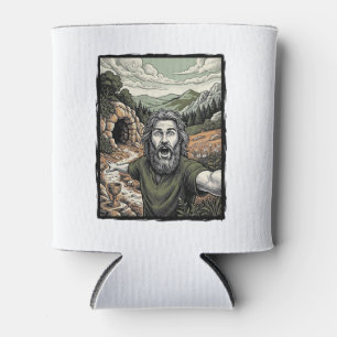 Vintage Engraving Surprised Bearded Portrait Desig Can Cooler