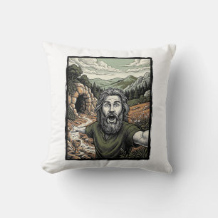 Vintage Engraving Surprised Bearded Portrait Desig Cushion