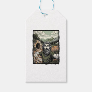 Vintage Engraving Surprised Bearded Portrait Desig Gift Tags
