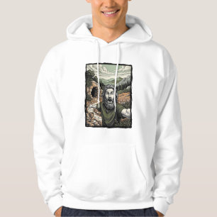 Vintage Engraving Surprised Bearded Portrait Desig Hoodie