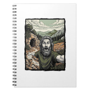 Vintage Engraving Surprised Bearded Portrait Desig Notebook