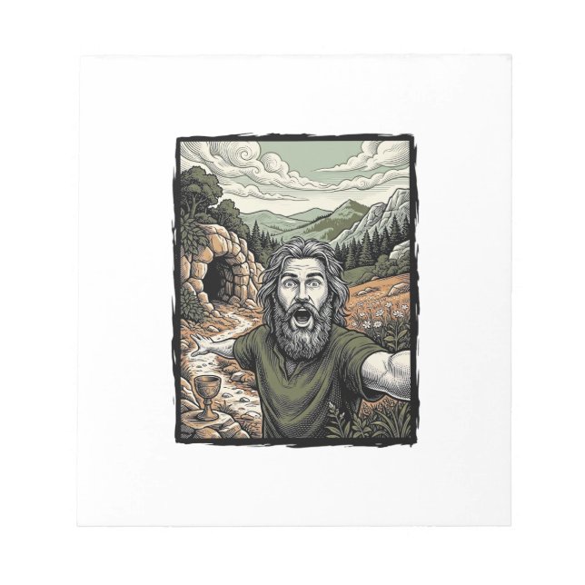 Vintage Engraving Surprised Bearded Portrait Desig Notepad (Front)