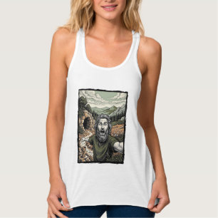 Vintage Engraving Surprised Bearded Portrait Desig Singlet