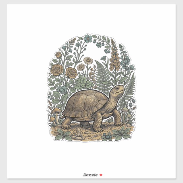 Vintage Engraving Turtle Botanical Garden (Sheet)