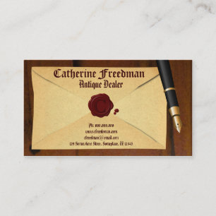 Vintage Envelope and Fountain Pen Antique Dealer Business Card