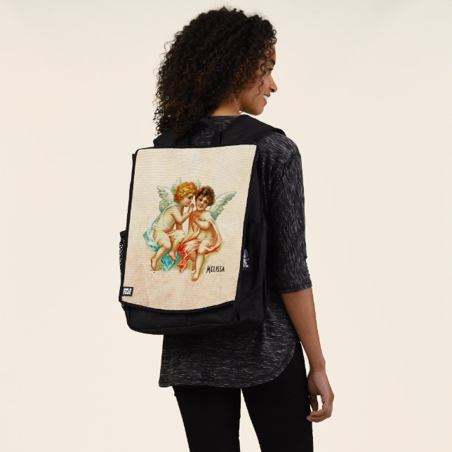Vintage Ephemera Angel Cherubs Illustration Backpack (Worn)
