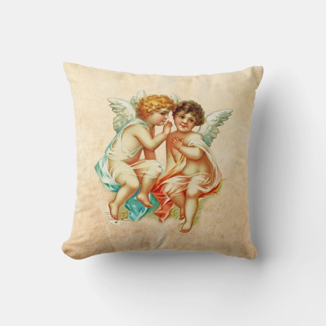 Vintage Ephemera Angel Cherubs Illustration Cushion (Front)