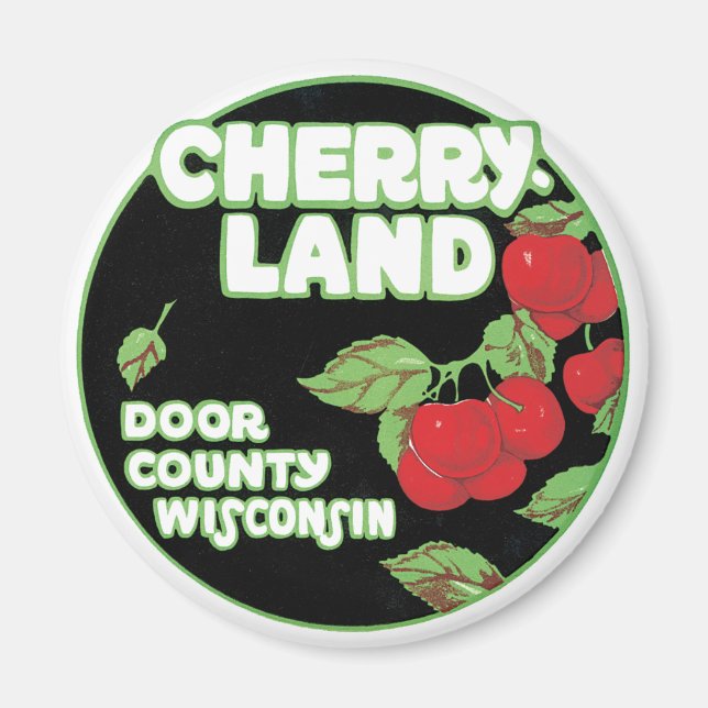 Vintage Ephemera, Cherryland Door County Wisconsin Magnet (Front)