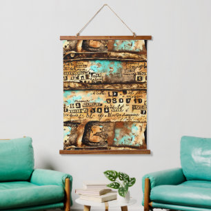 Vintage Ephemera Collage of Old Banknotes Hanging Tapestry