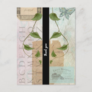 Vintage Ephemera Collage Thank You Postcard