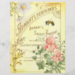 Vintage Ephemera Floral Bee Scrapbook Paper